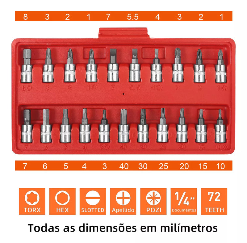 Kit Completo de Ferramentas com Chave de Soquete - 46 Peças, Alta Qualidade e Durabilidade