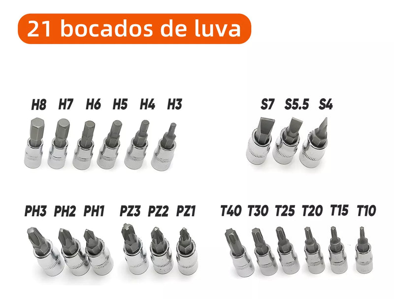 Kit Completo de Ferramentas com Chave de Soquete - 46 Peças, Alta Qualidade e Durabilidade